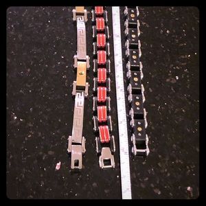 (3) total Stainless and Rubber Link Bracelets.